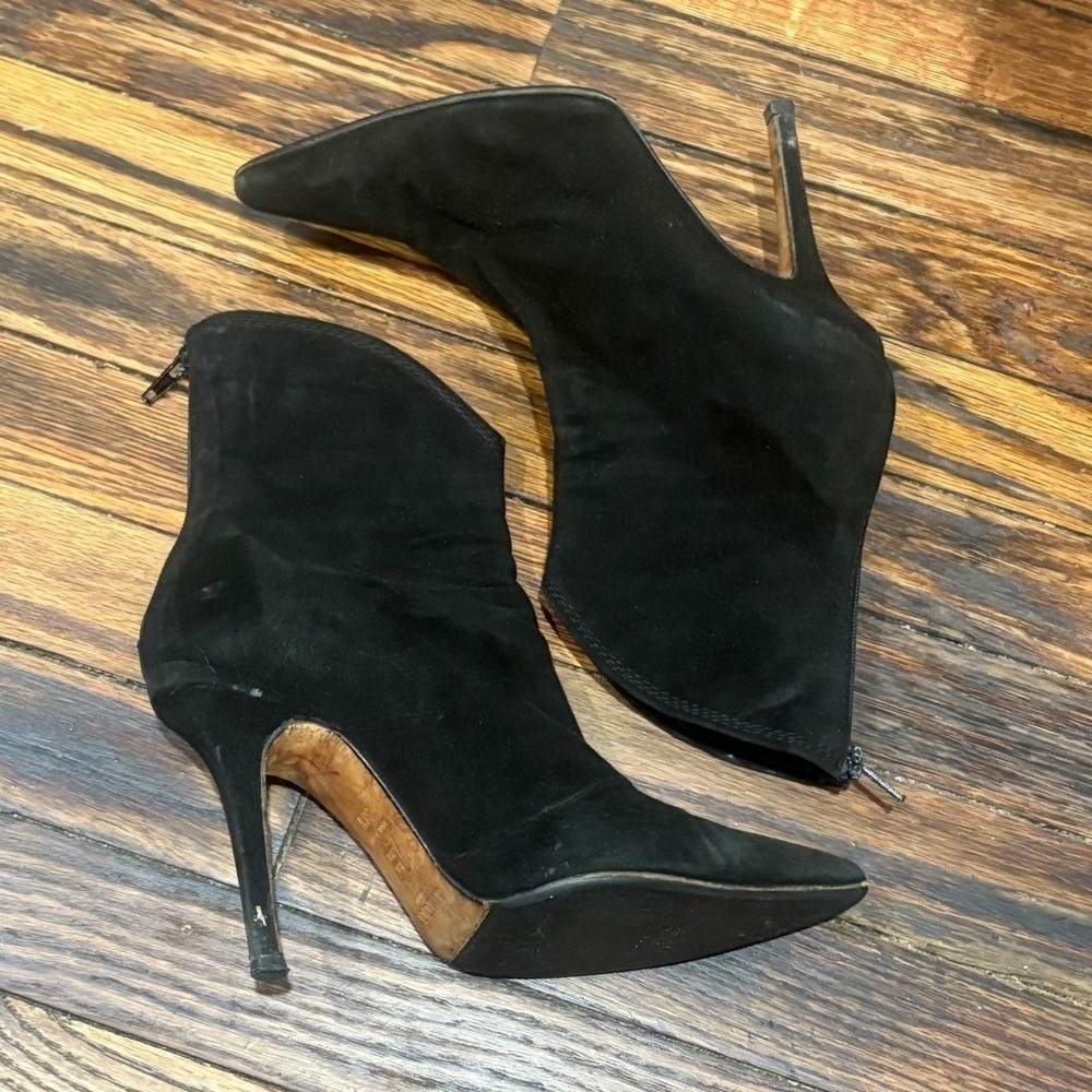 Jimmy Choo Black Suede Pointed Toe Stiletto Ankle Boots Booties Size 38.5 - Picture 5 of 14